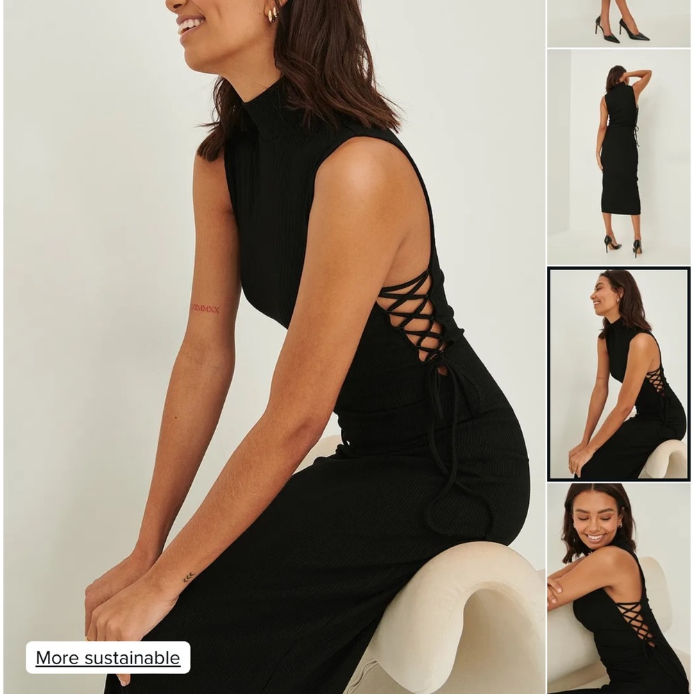 Na-kd strap detail turtleneck midi dress, size large. New with tags, never worn